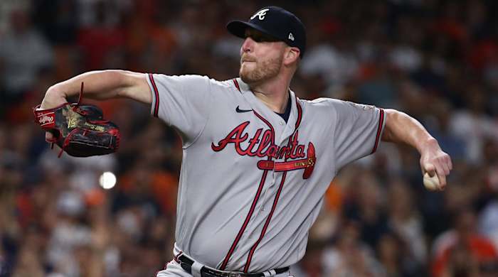 Atlanta Braves relief pitcher Will Smith throws a pitch against the Houston Astros.